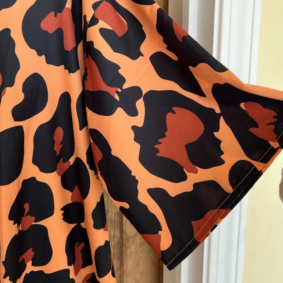 Leopard Print Top V Neck Tied Waist - Picture 3 of 4